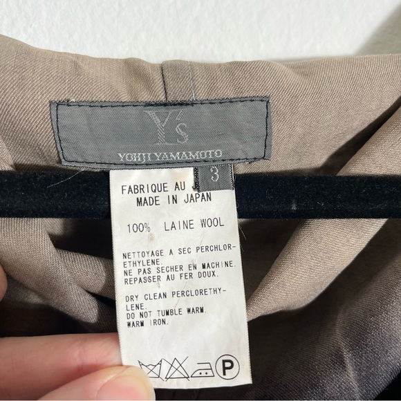 Y'S BY YOHJI YAMAMOTO Y2K Funnel Neck Wool Double-Breasted Dip-Dyed Long Jacket - Picture 15 of 16